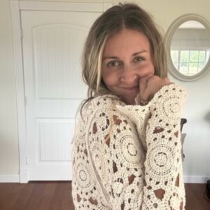 Elegant Cream Crochet Sweater